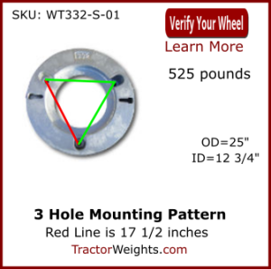 WT332 TRACTOR WHEEL WEIGHT PATTERN CARD