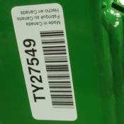 John Deere TY27549 Quick Hitch Label With Part Number