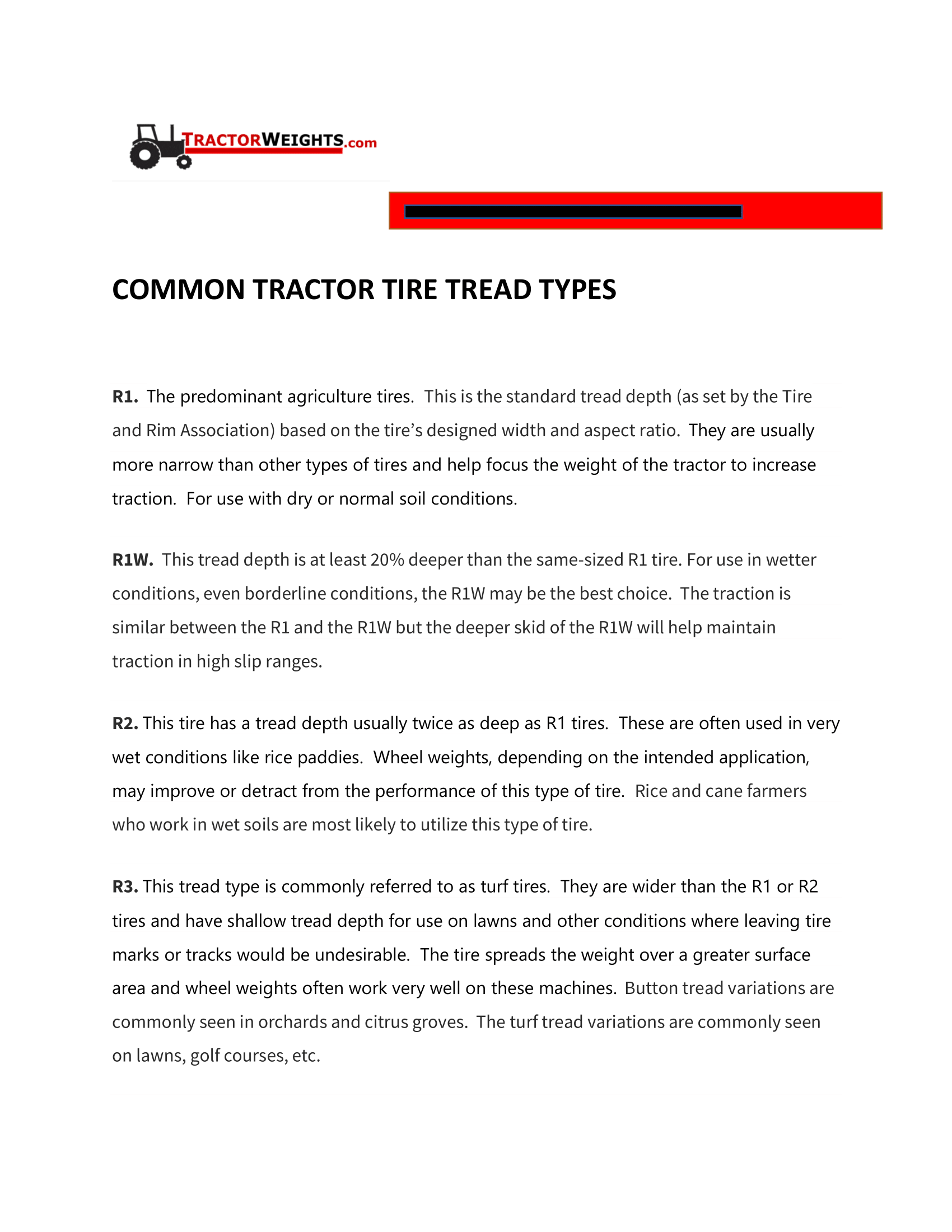 Common Tractor Tire Tread Types Page 1